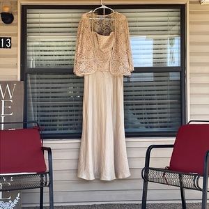 **Beautiful 2 Piece Champagne Gold Gown with lace jacket**